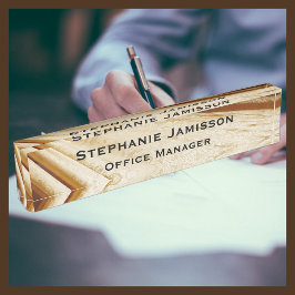 Braune Imitate Fabrikname und Name des Schreibtisc Namensplakette