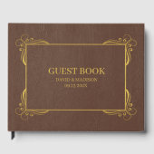 Braune Imitate Leather Gold Frame Gästebuch (Vorderseite)