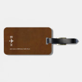 Braune Imitate Leather Moderne Monogramm Gepäckanhänger (Rückseite horizontal)