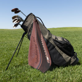 Braune Imitate Leather Satin Zipper Personalisiert Golfhandtuch