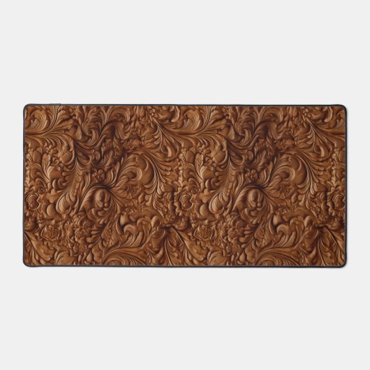 Braune Imitate Leder Blumenmuster Schreibtischunterlage (Vorderseite)