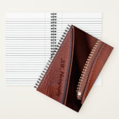 Braune Imitate Ledergedanken Unzippt Personalisier Notizblock (Innen)
