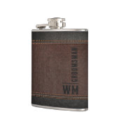 Braune Imitate Ledermonogramm Trauzeuge Geschenk Flachmann (Links)