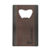 Braune Imitate Ledermonogramm Trauzeuge Geschenk Geldbeutel Flaschenöffner (Vorderseite)