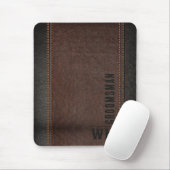 Braune Imitate Ledermonogramm Trauzeuge Geschenk Mousepad (Mit Mouse)