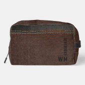 Braune Imitate Ledermonogramm Trauzeuge Geschenk Waschbeutel (Rückseite)