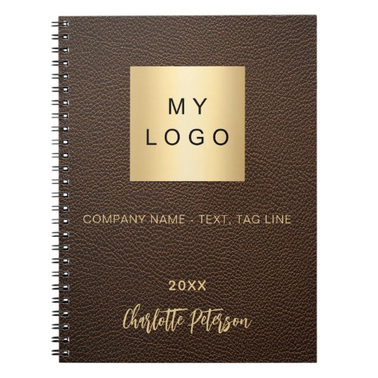 Braune Imitate Ledername Firmenlogo Notizblock (Vorderseite)