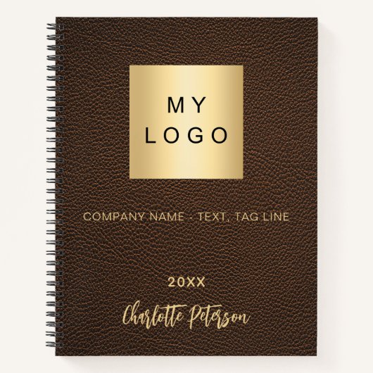 Braune Imitate Ledername Firmenlogo Notizblock (Vorderseite)