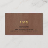 Braune Imitate Ledertextur Gold Akzent Visitenkarte (Rückseite)