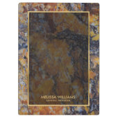 Braune Imitate Marmorstein Textur Gold Border Klemmbrett (Rückseite)