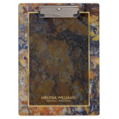 Braune Imitate Marmorstein Textur Gold Border Klemmbrett (Vorderseite)