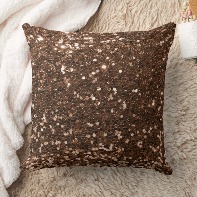 Braune Imitate Sequin Glitzer Throw Kissen (Decke)