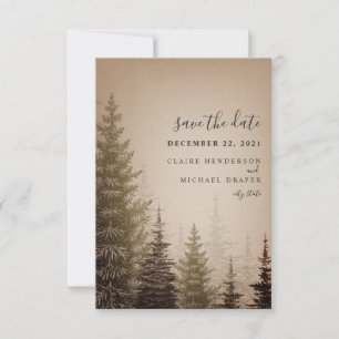 Braune Immergrüne Bäume Hochzeit Termin merken Save The Date