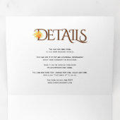 Braune Initialen Ampere und orangefarbene Rose Hoc Dreifach Gefaltete Einladung (Innen Erste Seite)