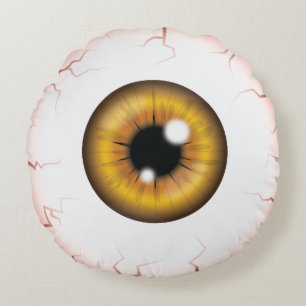 Braune Iris Augapfel Gruselig Blutunterlaufen Hall Rundes Kissen