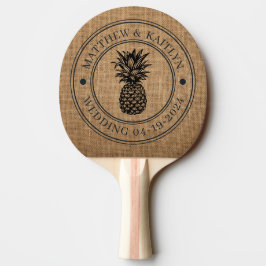 Braune Jute-Ananas-Hochzeits-Kamm & Namen Tischtennis Schläger