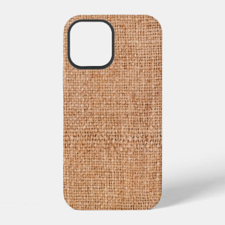 Braune Jute auf weißem Blatt. Abstrakter Hintergru iPhone 12 Hülle