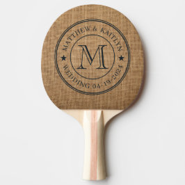 Braune Jute-Hochzeits-Monogramm-Stern Tischtennis Schläger