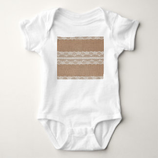 Braune Jute Leinen Weiß Spitze Textur Baby Strampler