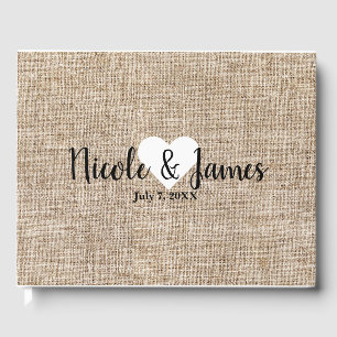 Braune Jute Minimal Landhochzeit Gästebuch