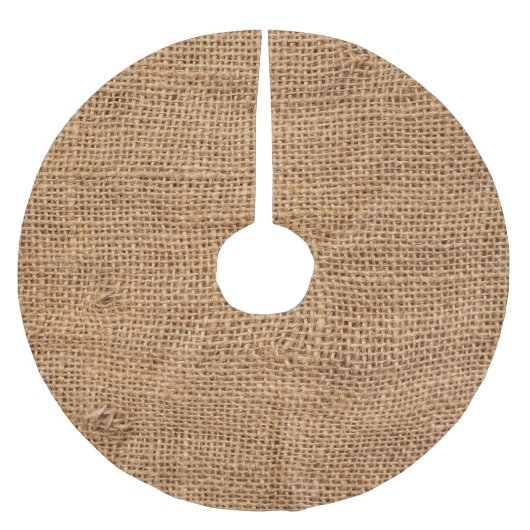 Braune Jute-Stoff-Sack-Textur Polyester Weihnachtsbaumdecke (Vorderseite)