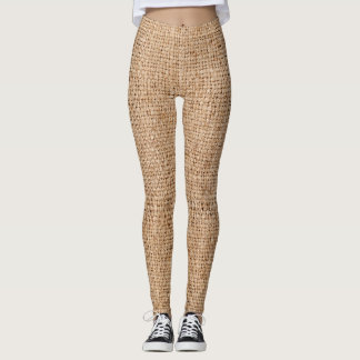 Braune Jute Textur, rustikales Sackleinen. Leggings