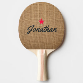 Braune Jute Vintage Stern Signatur Tischtennis Schläger