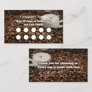 Braune Kaffee-Treuekarte Bohnen Hintergrund Treuekarte