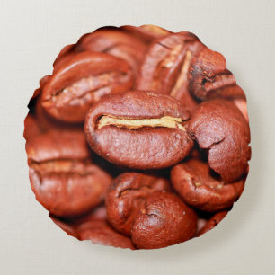 Braune Kaffeebohnen geröstet Rundes Kissen