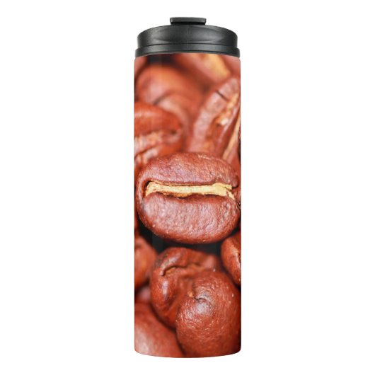Braune Kaffeebohnen geröstet Thermosbecher (Vorderseite)