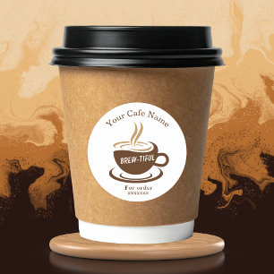 Braune Kaffeestube Personalisierte Markenbildung Runder Aufkleber