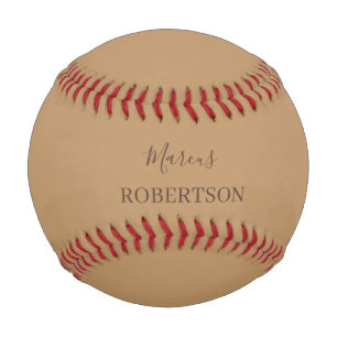 Braune Kalligrafie mit Monogramm minimalistisches Baseball