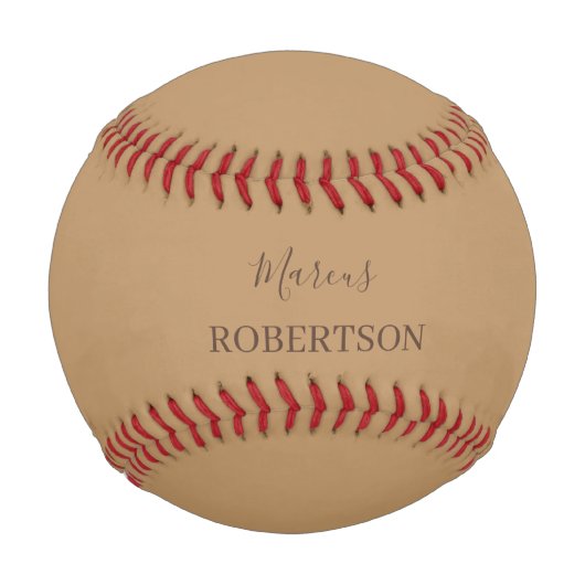 Braune Kalligrafie mit Monogramm minimalistisches  Baseball (Vorderseite)