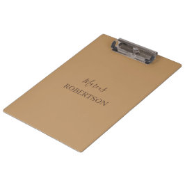 Braune Kalligrafie mit Monogramm minimalistisches  Klemmbrett