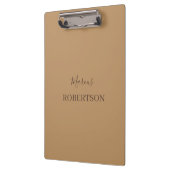 Braune Kalligrafie mit Monogramm minimalistisches Klemmbrett (Links)