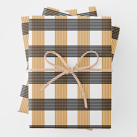 Braune Karierte Karo-Muster Geschenkpapier Set (Beispiel)