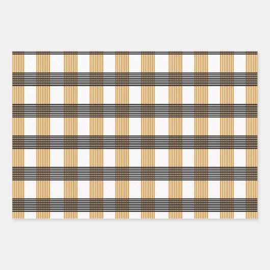 Braune Karierte Karo-Muster Geschenkpapier Set (Vorderseite)