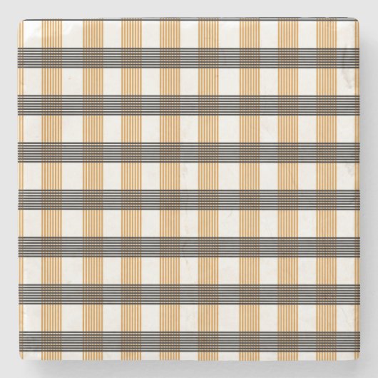 Braune Karierte Karo-Muster Steinuntersetzer (Vorderseite)