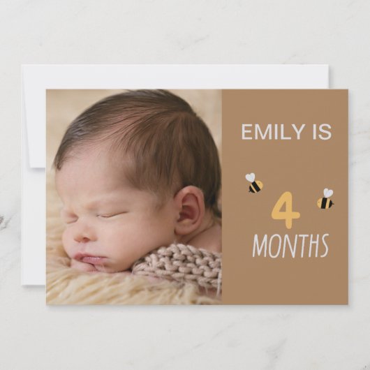 braune Karte 2 Monate alte niedliche Bienen mit Fo (Vorderseite)