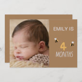 braune Karte 2 Monate alte niedliche Bienen mit Fo (Vorne/Hinten)