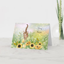 Braune Katze mit Sonnenblumenkarte Erntedank