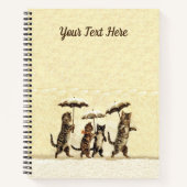 Braune Katzen Kätzchen im Schnee Holend Regenschir Notizblock (Vorderseite)