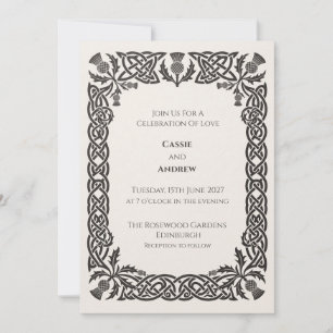 Braune keltische Knoten-Hochzeitseinladung Einladung