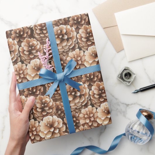 Braune Kiefernzapfen Geburtstag Geschenkpapier (Schenken)