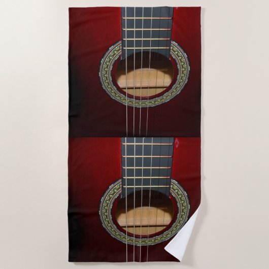 Braune klassische Gitarre, Strandtuch (Vorderseite)
