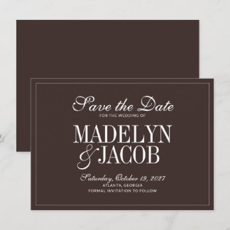 Braune klassische Hochzeit - Save-the-Date-Karte Save The Date