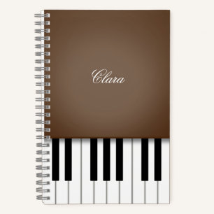 Braune Klaviermusik-Tastatur Personalisiert Notizblock