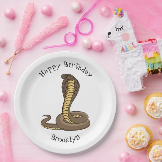 Braune Kobra Pappteller (Party)