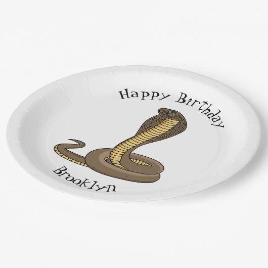 Braune Kobra Pappteller (Schrägansicht)