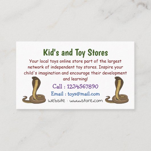 Braune Kobra Visitenkarte (Vorderseite)